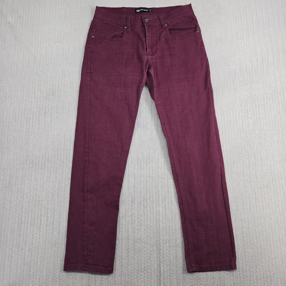 Royal Blue Jeans Mens 29x30 Red Burgundy Skinny Fit Stretch Denim Pants Casual